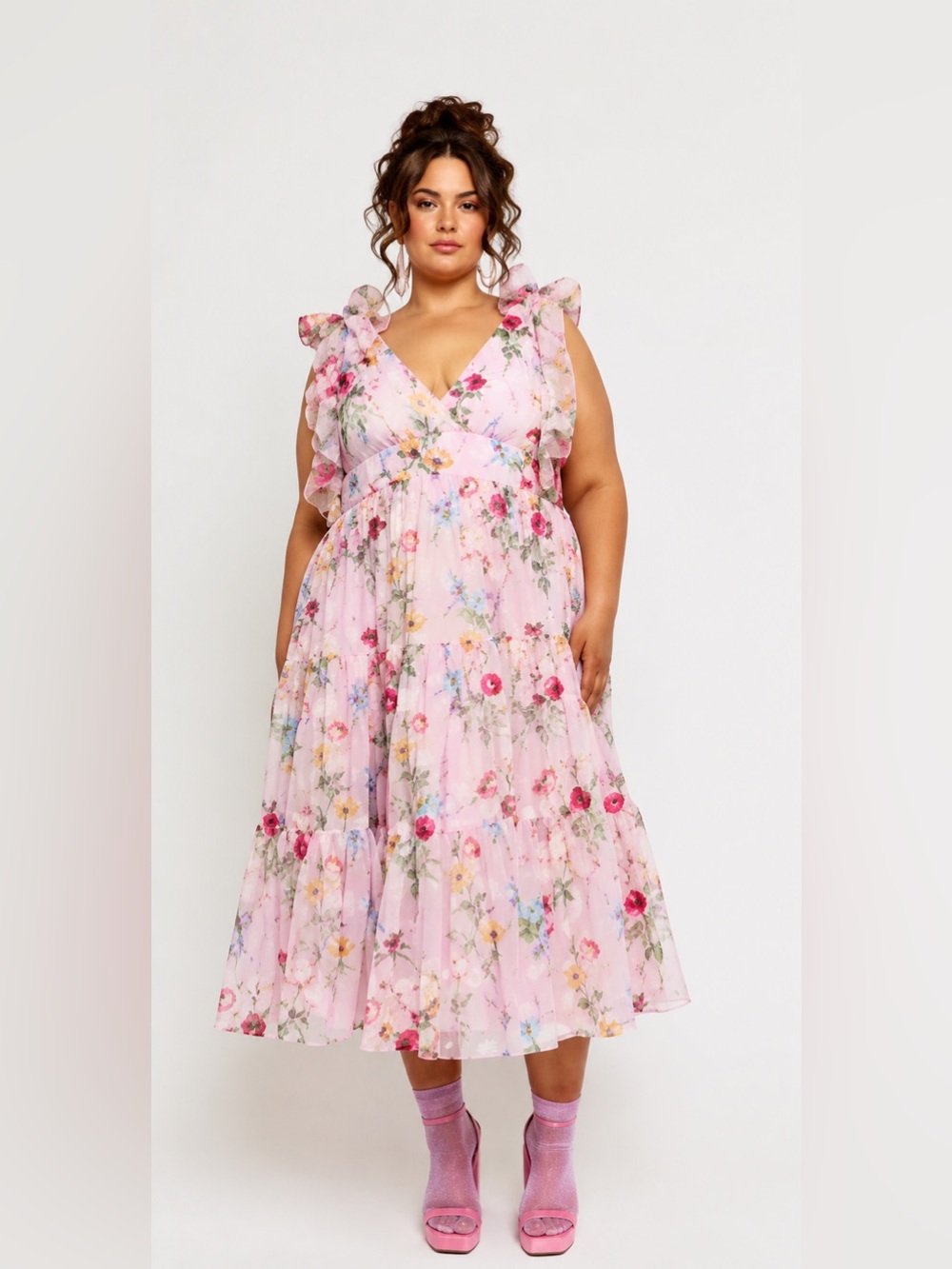 JessaKae Margaret Midi Dress Pink 1X NWT Cottagecore Floral